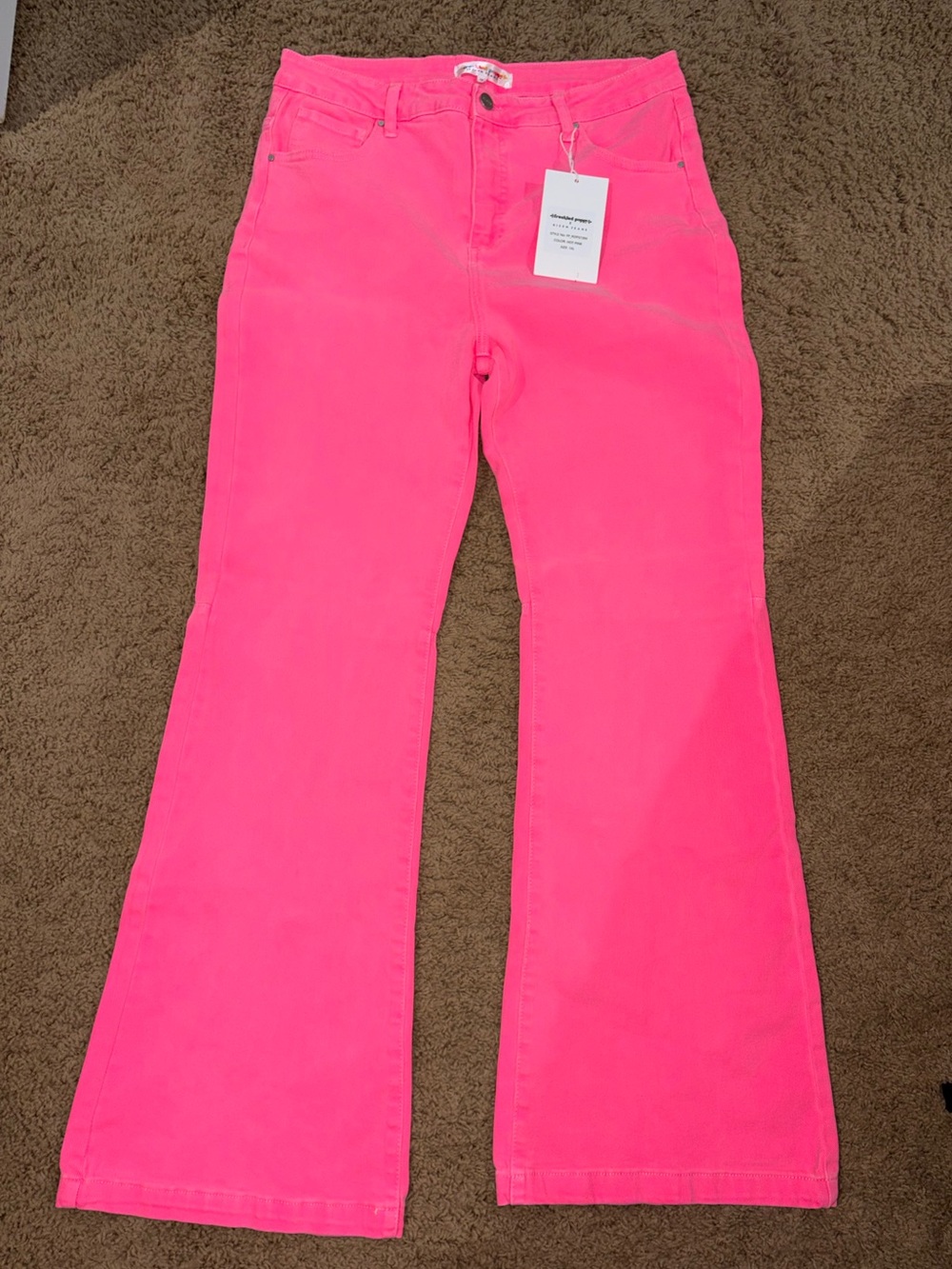 Bright Hot Pink Flared Jeans